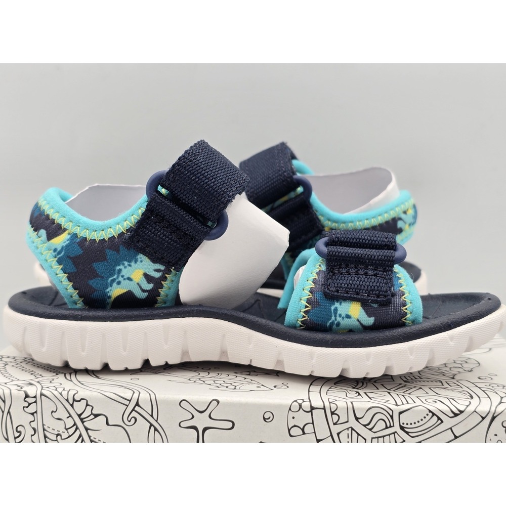 Clarks - Kids - Adjustable Sandals, SurfingTide K - Navy Marine Dinosaur‎ Sz 8 M - Picture 6 of 13